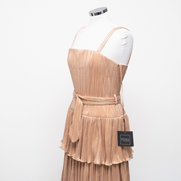 Mac Duggal -  Gold Ruffle Tiered Buckle Detail Dress - Picture 12 of 16